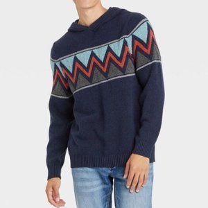 Goodfellow Knit Hooded Sweater SMALL Navy Blue NWT